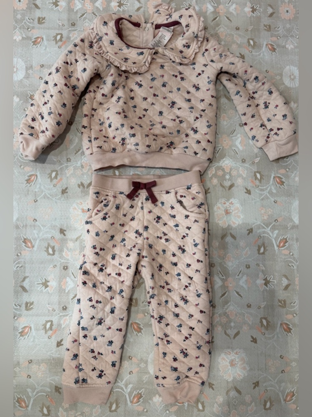 Quilted Floral Two-Piece Fleece Set